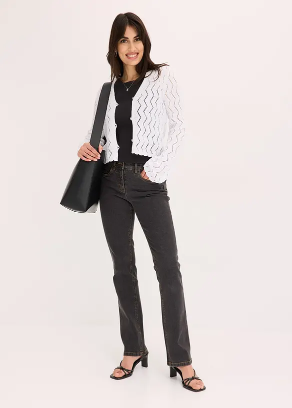 Gilet en maille aspect crochet, bonprix