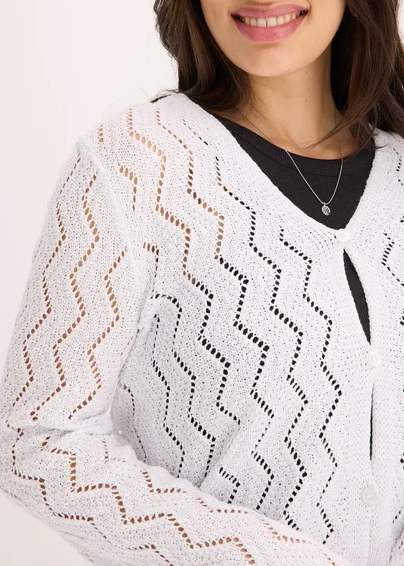Gilet en maille aspect crochet, bonprix