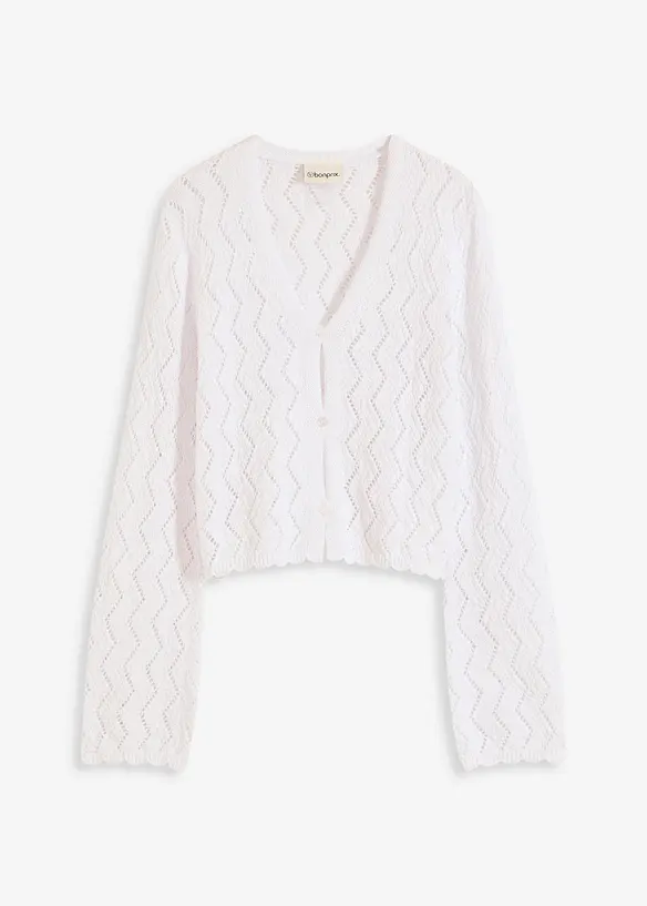 Gilet en maille aspect crochet, bonprix