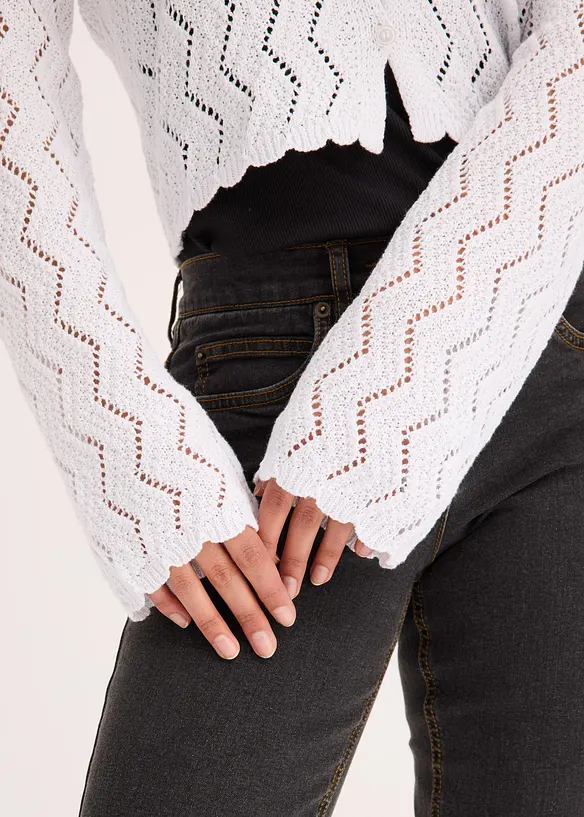 Gilet en maille aspect crochet, bonprix