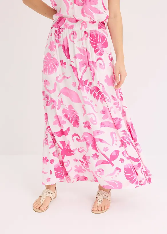 Jupe longue imprimée en viscose texturée, bonprix