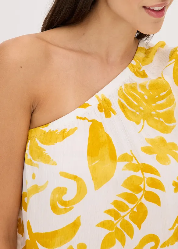 Blouse à encolure asymétrique en viscose texturée, bonprix