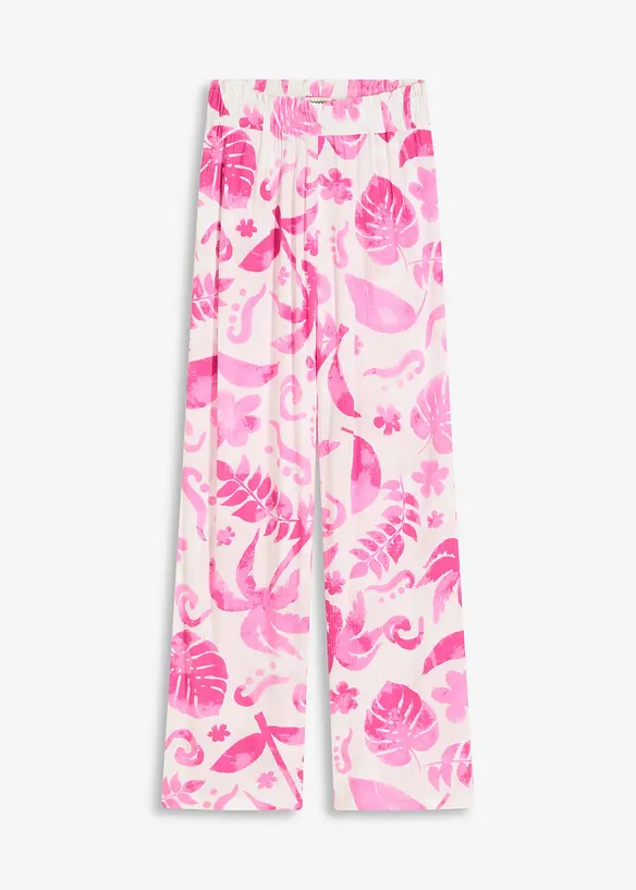 Pantalon large imprimé en viscose texturée, bonprix