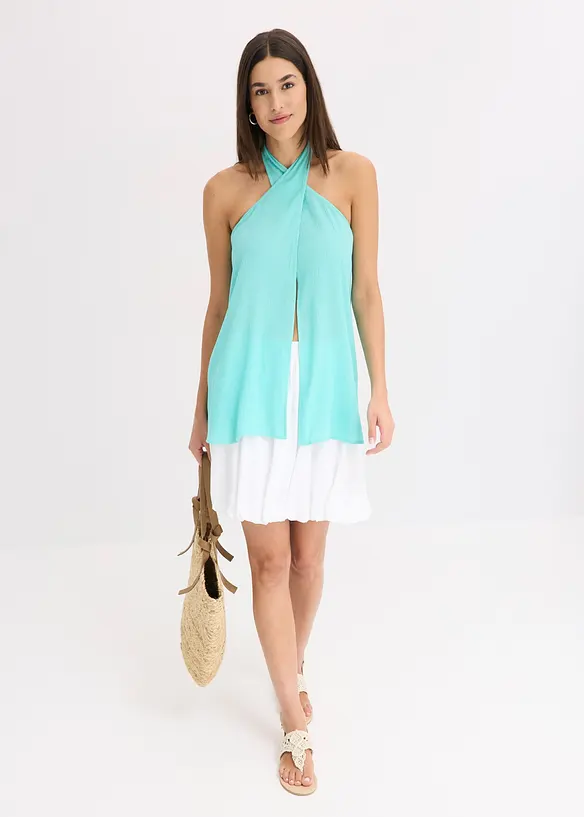 Top à dos nu en viscose texturée, bonprix