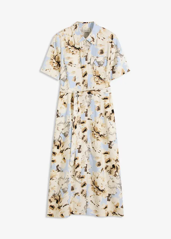 Robe-chemise en viscose avec ceinture à nouer (2 pces), bonprix