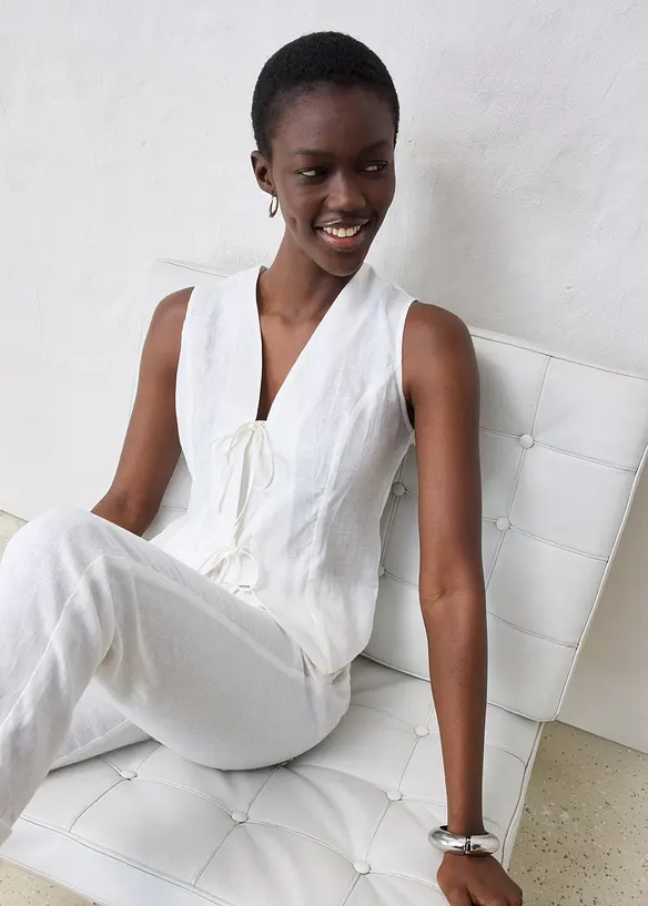 Blouse sans manches 100% lin, bonprix