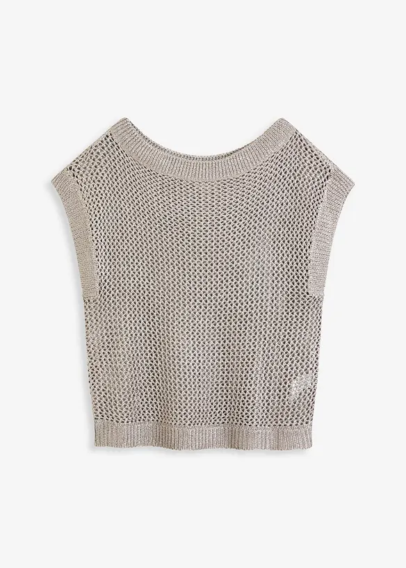 Pull en grosse maille ajourée avec fil brillant, bonprix