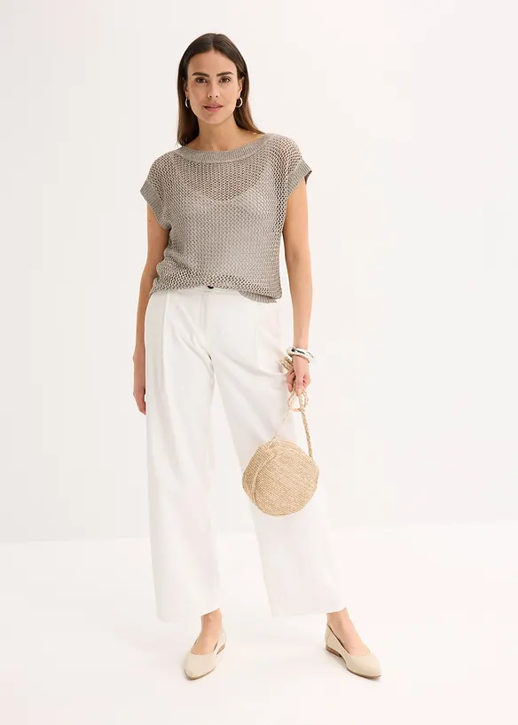 Pull en grosse maille ajourée avec fil brillant, bonprix