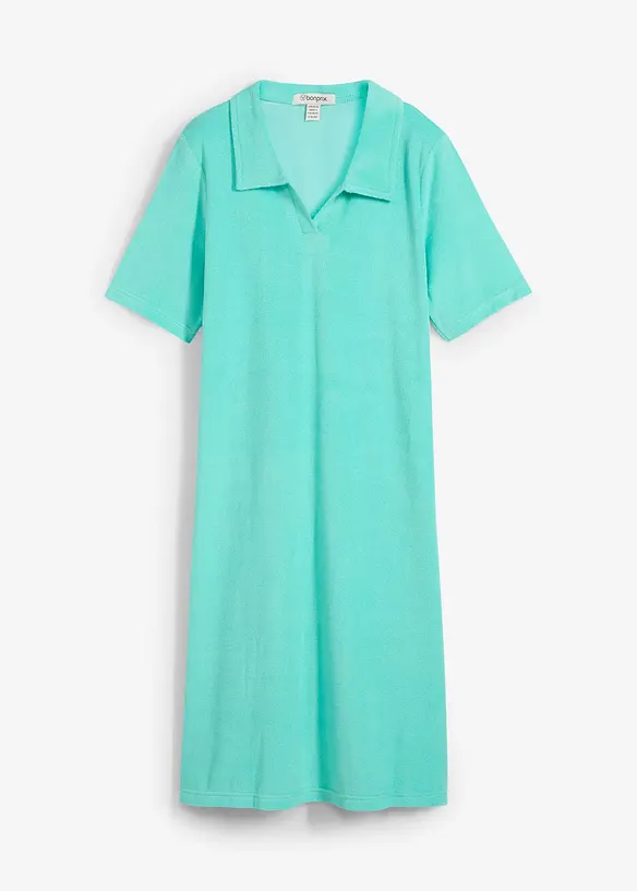Robe longueur genou en tissu éponge avec col polo, bonprix