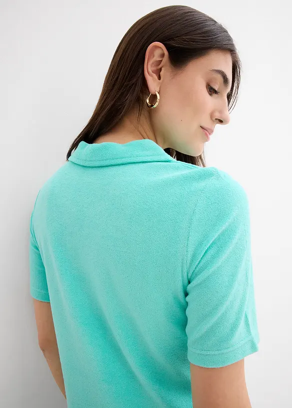 Robe longueur genou en tissu éponge avec col polo, bonprix
