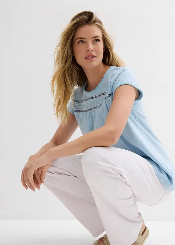 T-shirt en coton avec dentelle, bonprix