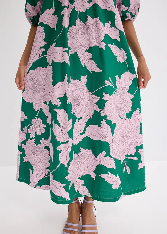 Robe col Bardot imprimée 100% coton, bonprix