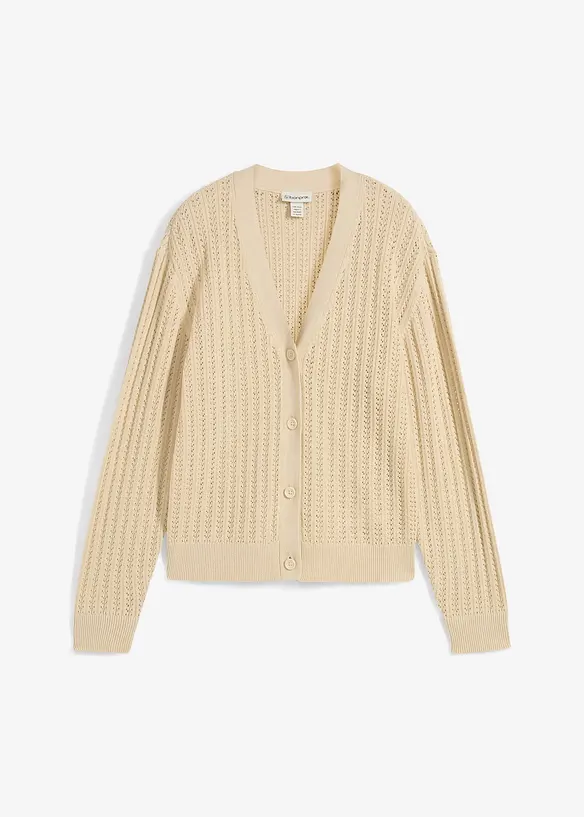 Gilet en maille ajourée avec lin, bonprix