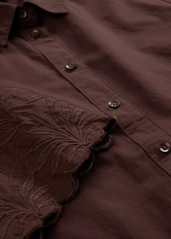 verkürzte Hemdbluse mit Seidenanteil, bonprix
