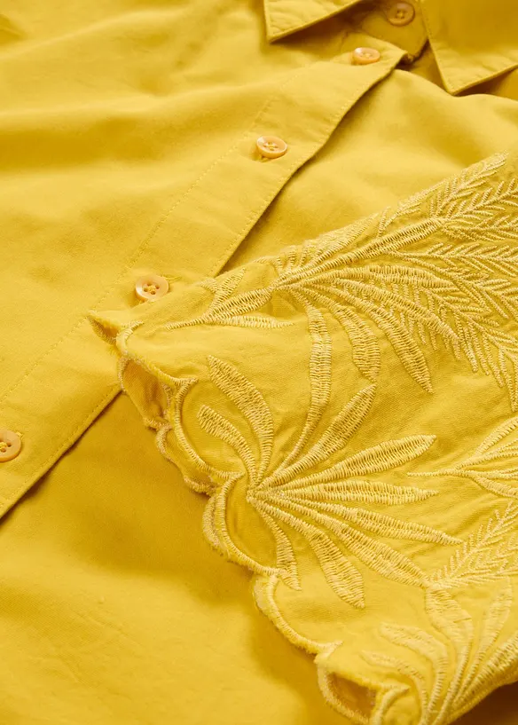 verkürzte Hemdbluse mit Seidenanteil, bonprix