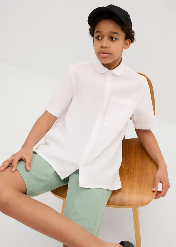 Chemise manches courtes en lin m&eacute;lang&eacute; l&eacute;ger, bonprix