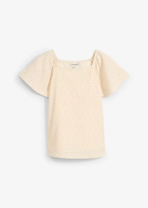 Blouse en jersey à broderies anglaises, bonprix