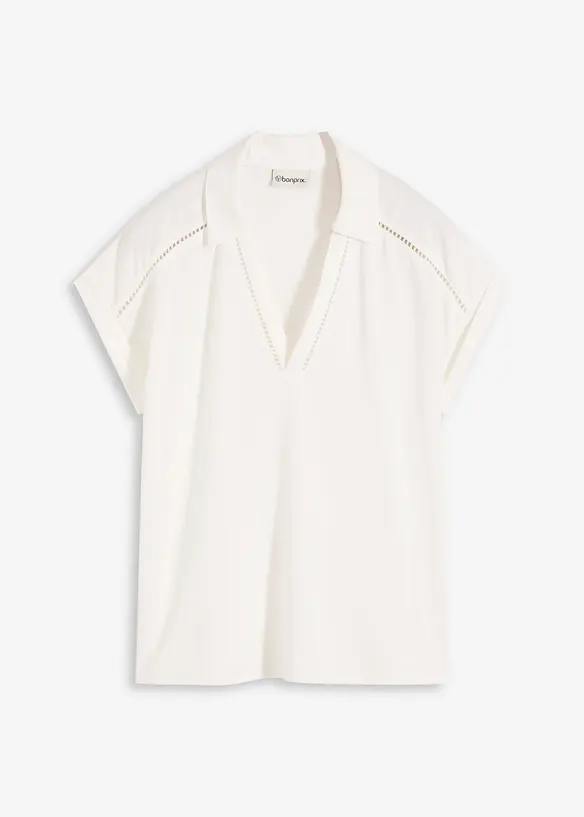 Poloshirt aus Viskose- Pique mit Spitzeneinsatz, bonprix