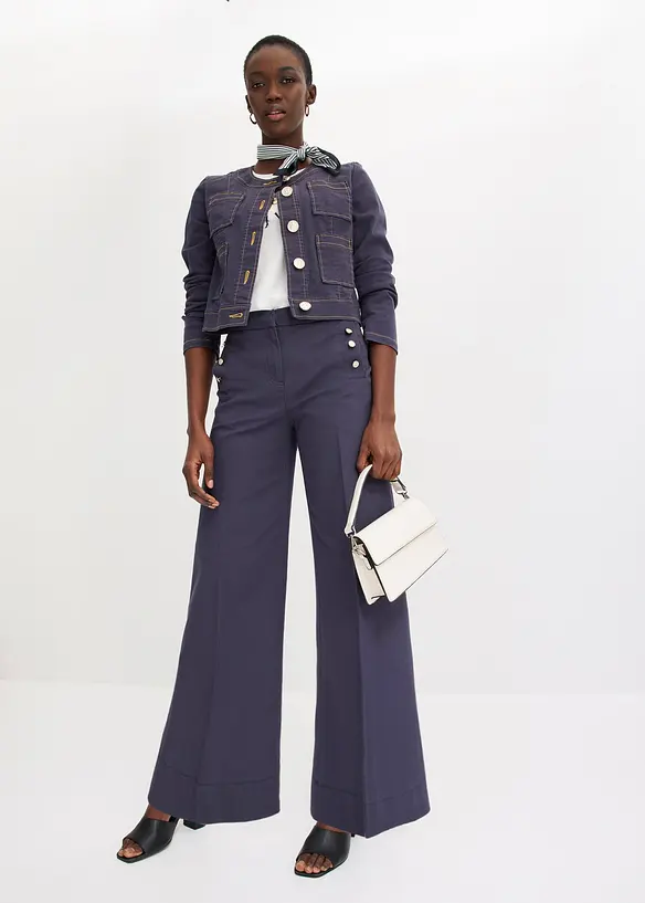 Pantalon twill à boutons décoratifs, bonprix