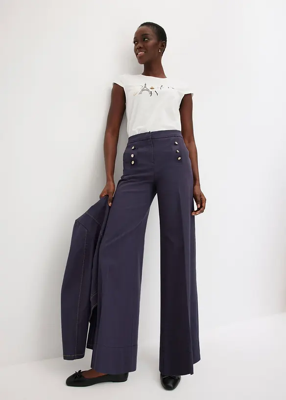 Pantalon twill à boutons décoratifs, bonprix