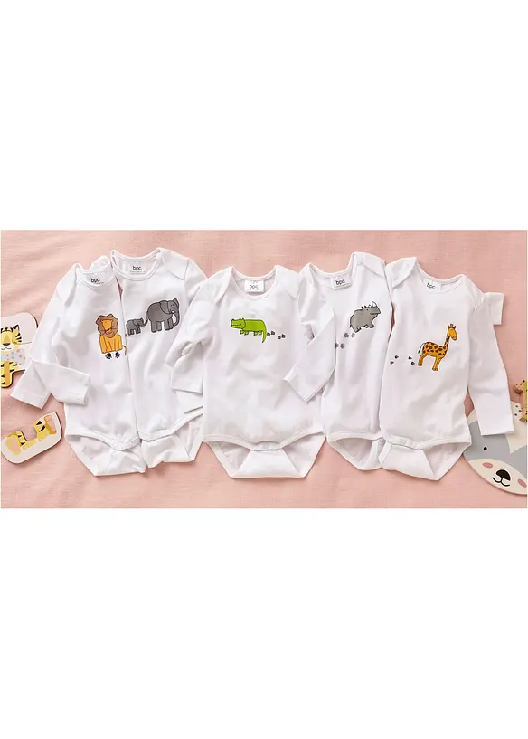 Langarmbody aus reiner Bio-Baumwolle (5er-Pack), bonprix