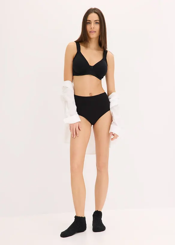 Lot de 4 strings taille haute coton, bonprix