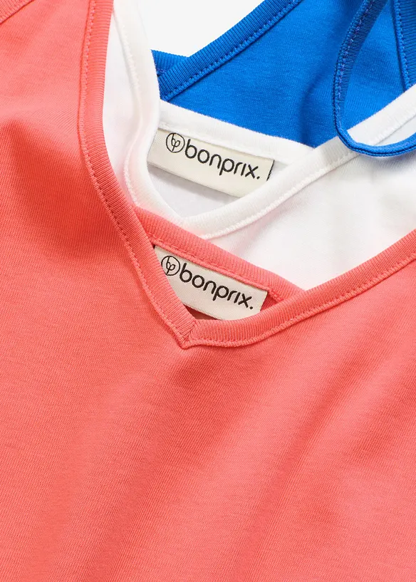 Lot de 3 tops à fines bretelles 100% coton, bonprix