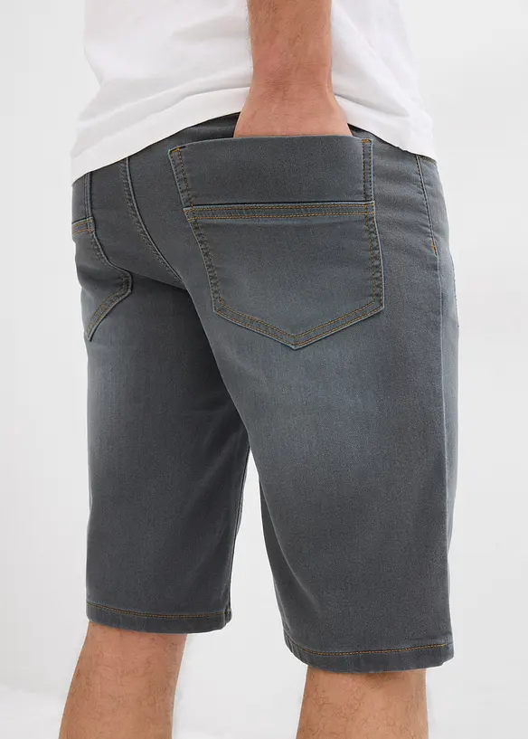 Bermuda en sweat effet jean, coupe ventre confort, regular, bonprix
