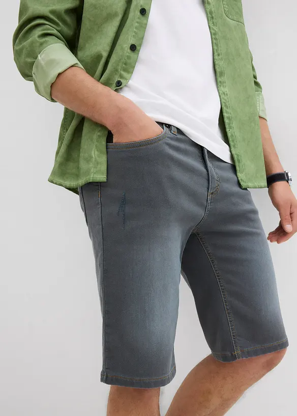 Bermuda en sweat effet jean, coupe ventre confort, regular, bonprix