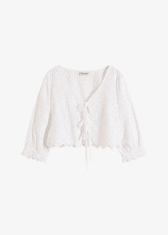 Bluse mit Lochstickerei und Puffärmeln, bonprix