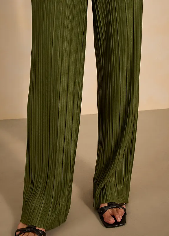 Pantalon en jersey plissé, bonprix