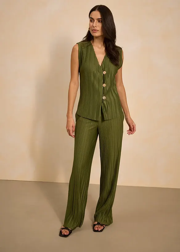 Pantalon en jersey plissé, bonprix