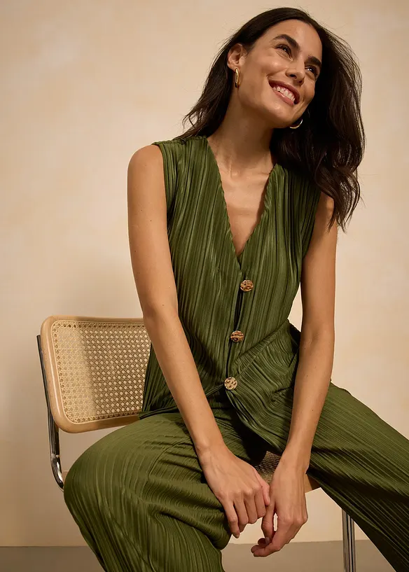 Top en jersey plissé, bonprix