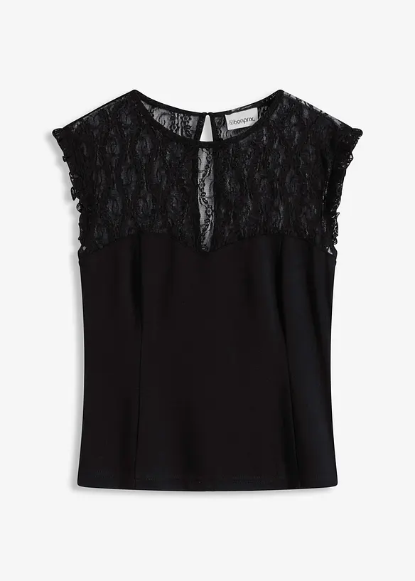 Top avec empiècement dentelle, bonprix