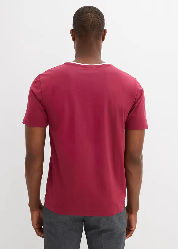 T-shirt col tunisien, 100% coton, bonprix