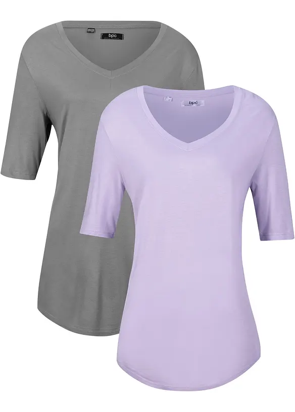 Longshirt aus softer Viskose, 2er-Pack, bonprix