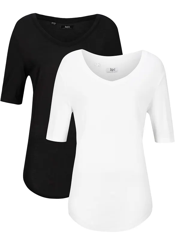 Longshirt aus softer Viskose, 2er-Pack, bonprix