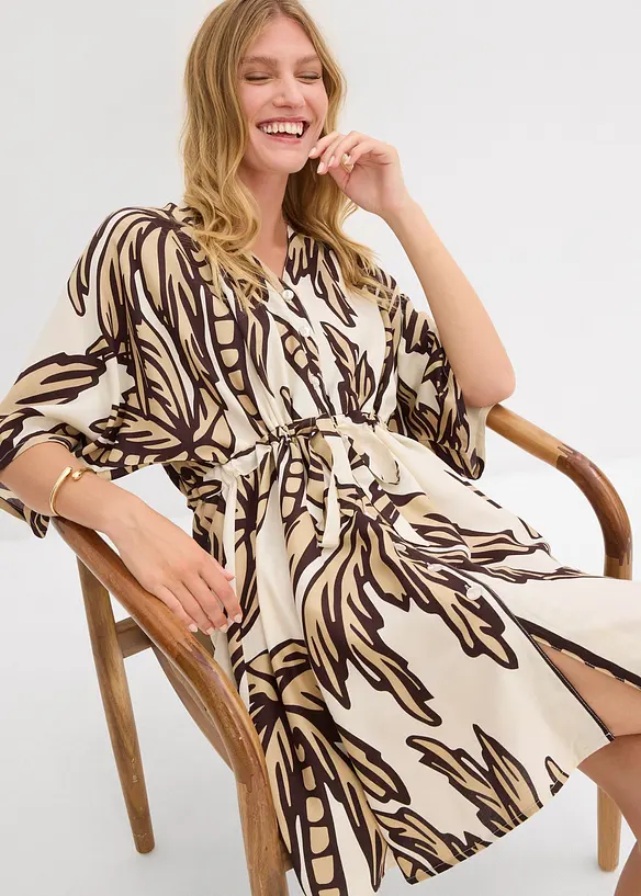 Robe courte en viscose fluide, manches kimono, bonprix