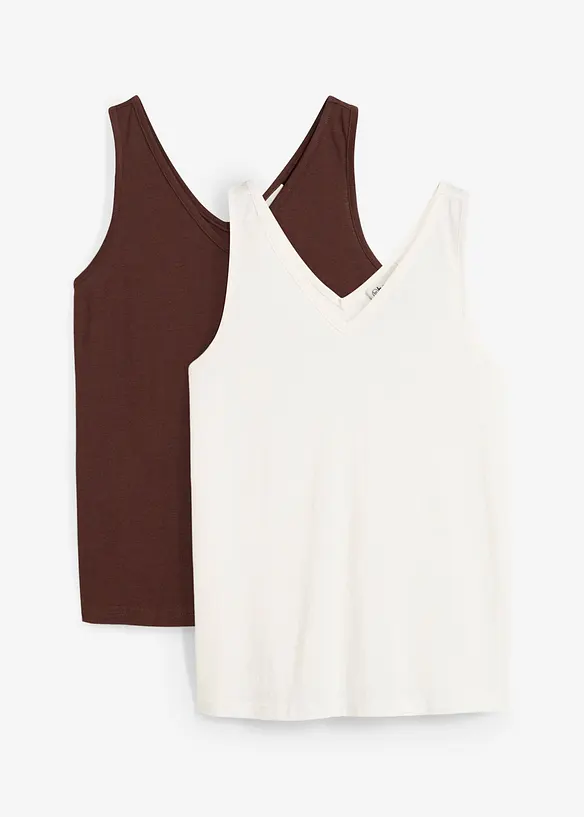 Lot de 2 débardeurs 100% coton, bonprix