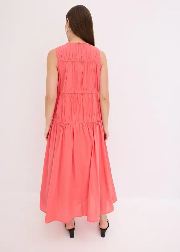 Robe longue en coton avec fronces, bonprix