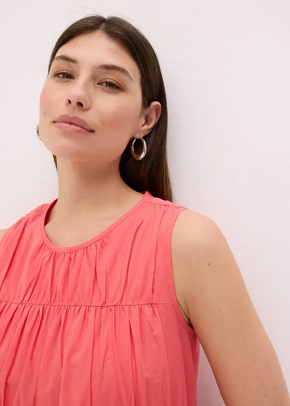 Robe longue en coton avec fronces, bonprix