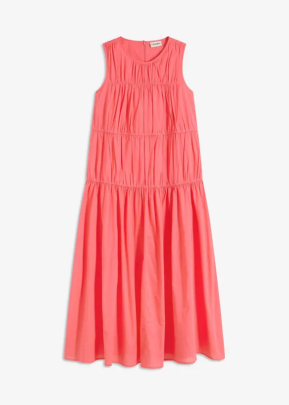 Robe longue en coton avec fronces, bonprix