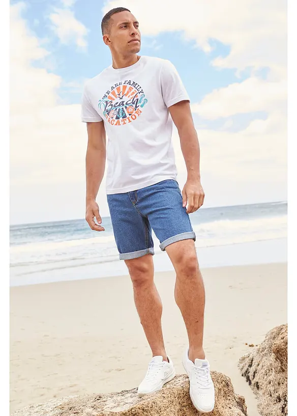 Bermuda classique en jean avec taille élastiquée, bonprix