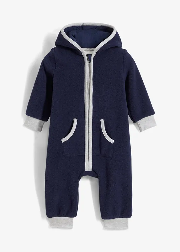 Fleeve-Overall mit Kapuze und Bärchen-Applikation, bonprix