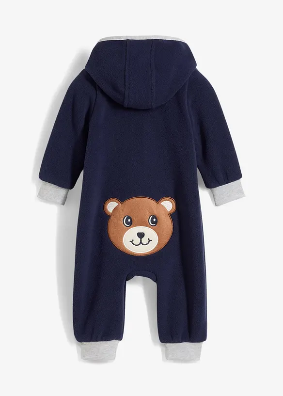 Fleeve-Overall mit Kapuze und Bärchen-Applikation, bonprix