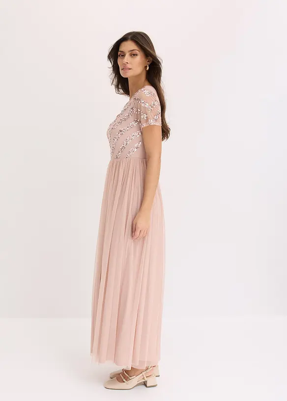 Robe longue brodée de sequins, bonprix