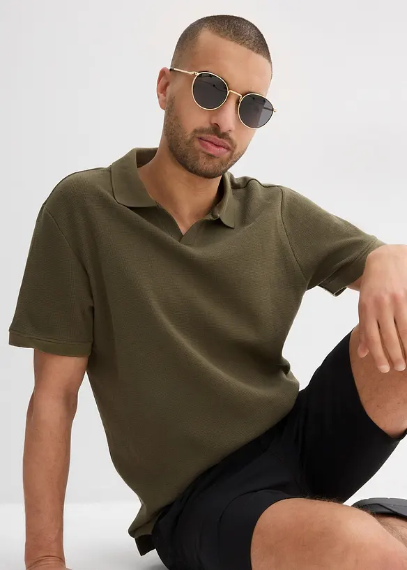 Poloshirt mit Struktur aus Bio-Baumwolle, bonprix