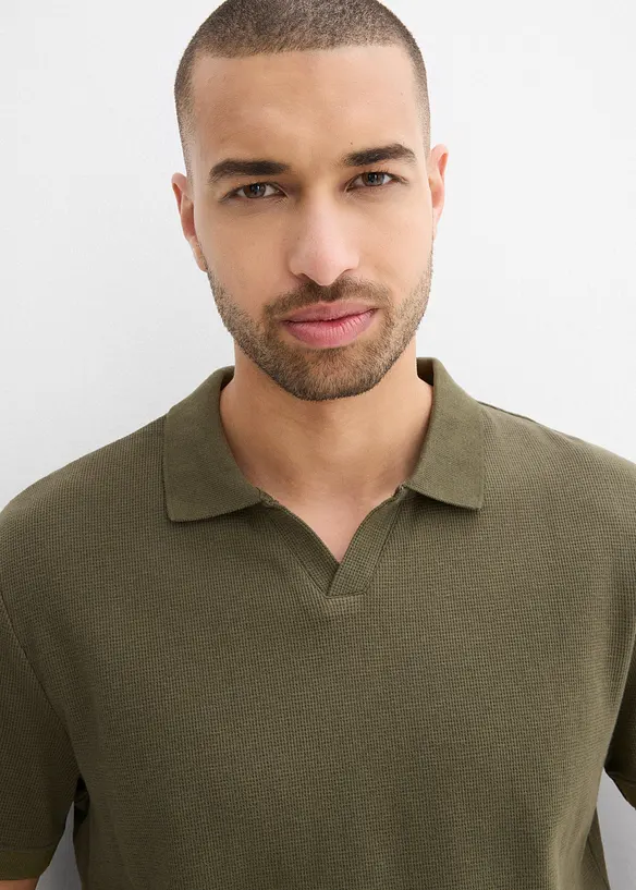 Poloshirt mit Struktur aus Bio-Baumwolle, bonprix