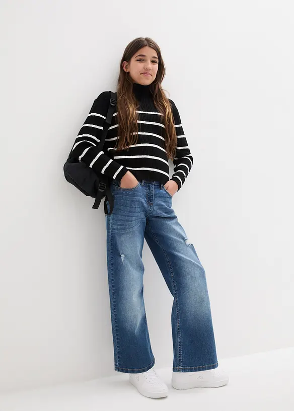 Wide-Leg-Jeans Mid Waist, bonprix