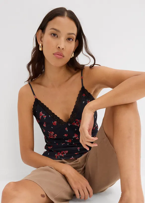 Spaghettiträger-Top aus Mesh, bonprix